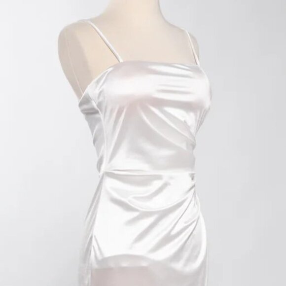 NEW LONG FORMAL SLEEVELESS SHEATH SOLID PROM DRESS W/ GATHERED WAISTLINE TC D601 - Picture 4 of 8